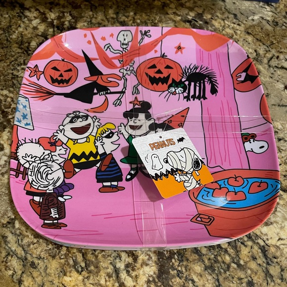 Peanuts 10” Melamine Dinner plate set of 4 - Charlie Brown spooky Halloween new! - Picture 1 of 4